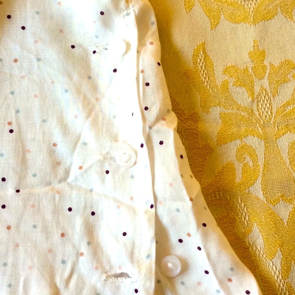Lovely silky blouse in cream with small polka dots